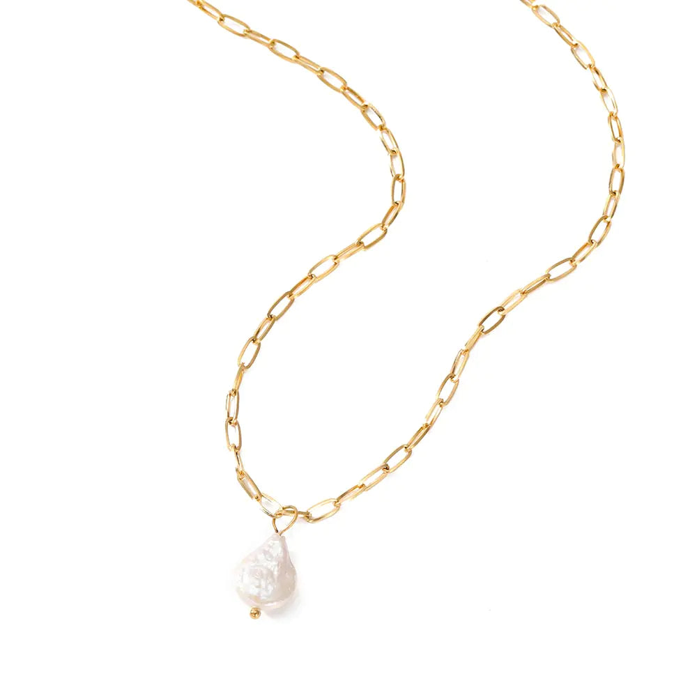Link Chain Pearl Necklace